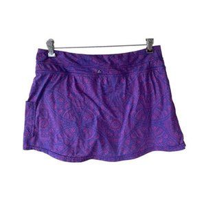 PRANA Women's Purple Geometric Short Lined Tennis Active-Wear Skort